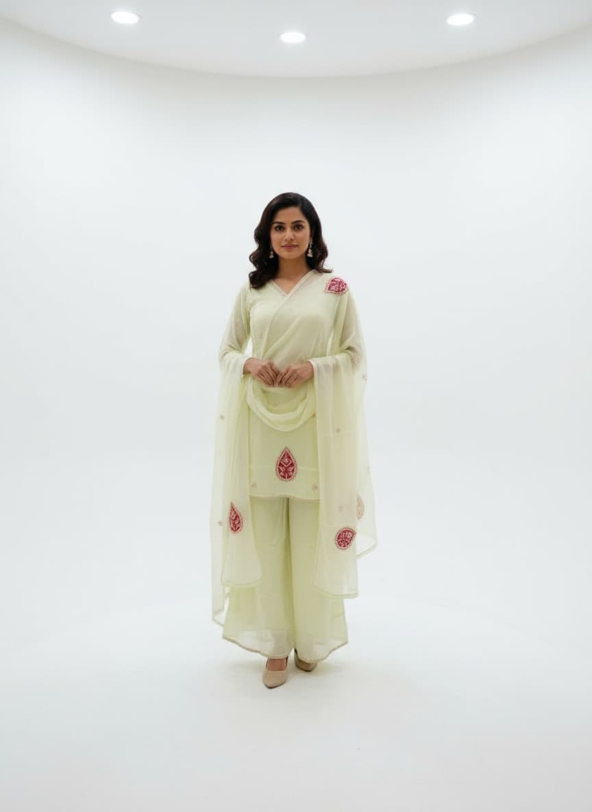 Crystal White Embellished Saree