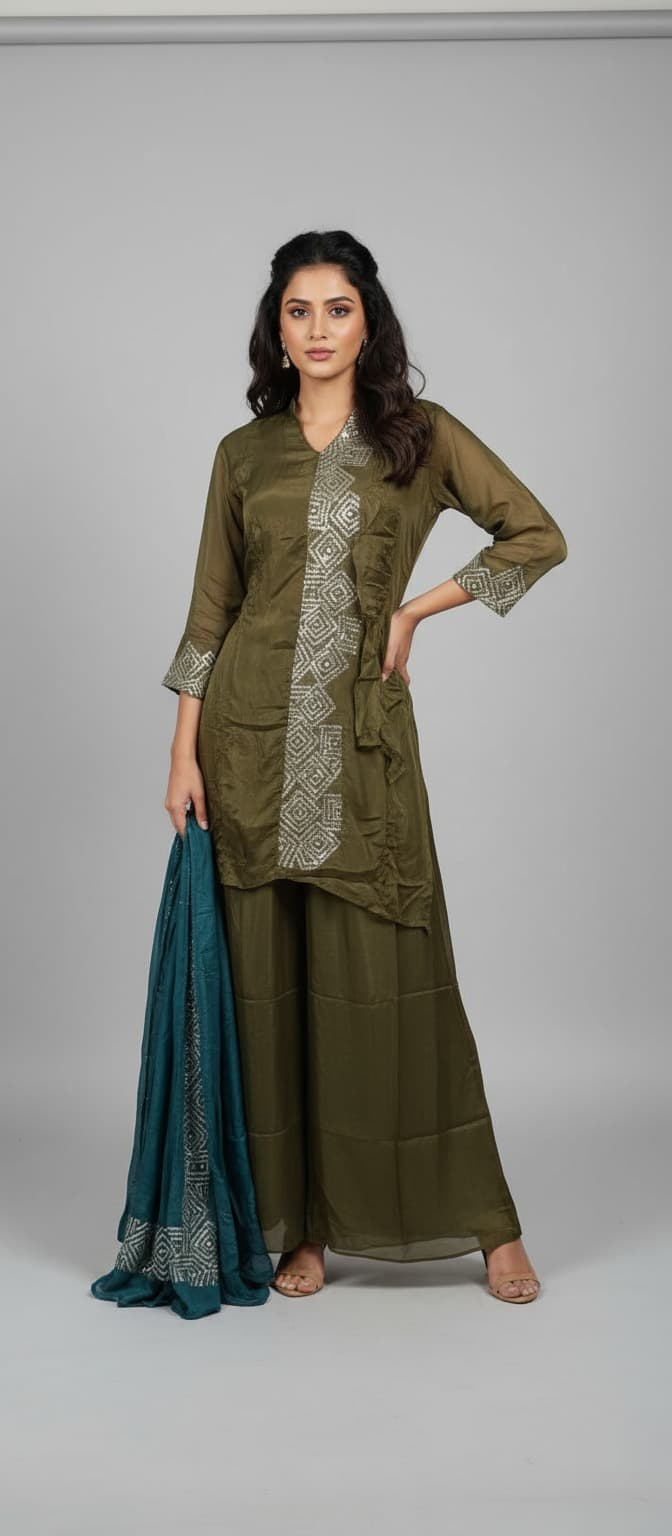 Silver Blue Party Wear